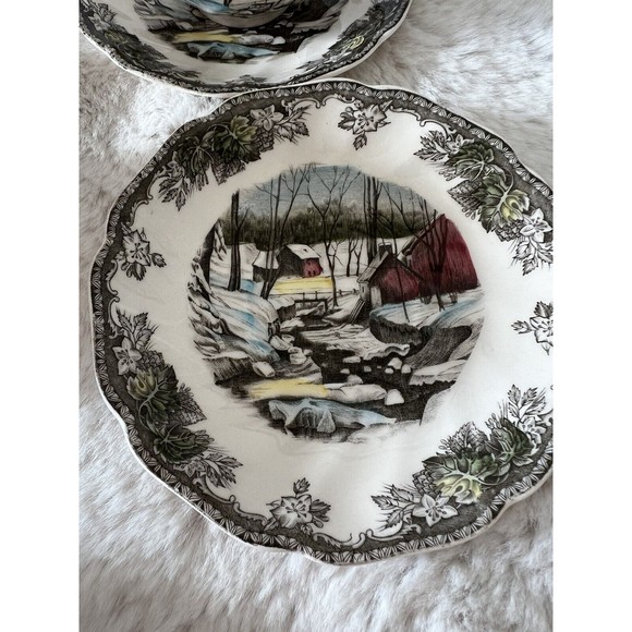 4 CUP &SAUCERS THE ICE HOUSE THE FRIENDLY VILLAGE MADE IN ENGLAND JOHNSON BROS - Picture 2 of 6